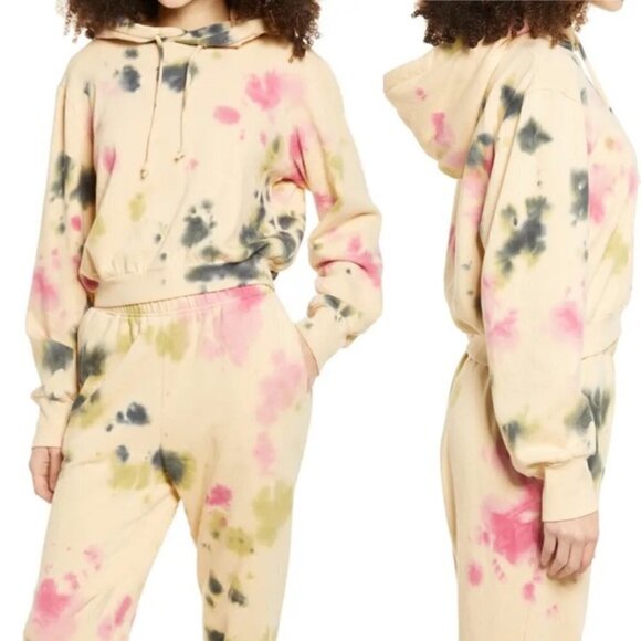 NWT Tie Dye Cropped Hoodie Sweatshirt AFRM Size X Small - Picture 3 of 12